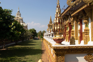A beautiful view of buddhist temple Wat Saeng Kaew at Chiang Rai, Thailand.