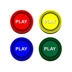 Vector illustration of play button in white background. buttons for games, web, etc.