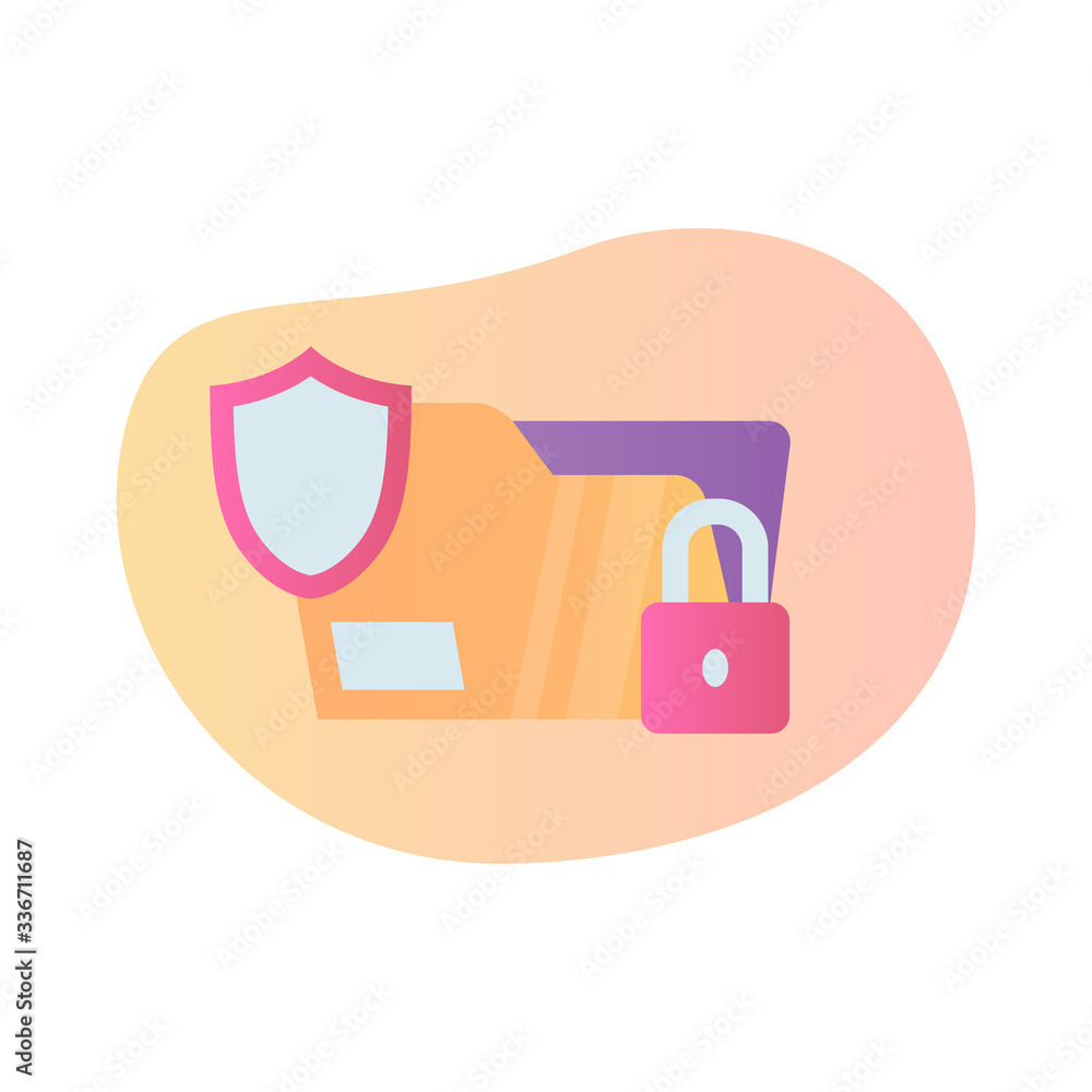 Aufkleber folder data security protection icon with modern color full and fluid shape wave