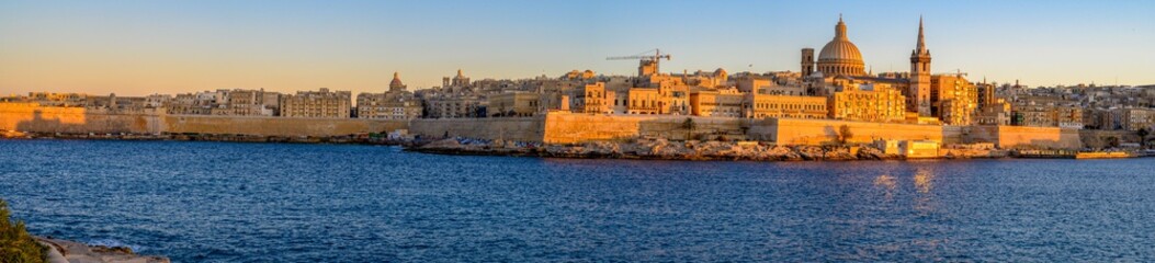 View of valletta seafront,Malta from the town of Sliema