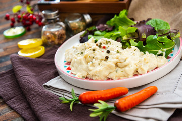 Traditional Parmentier of fish with chives