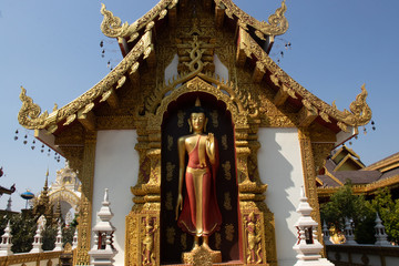 A beautiful view of buddhist temple Wat Saeng Kaew at Chiang Rai, Thailand.