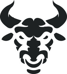 bull vector line, symbol, logo, emblem. Contour Design.creative simple Bull Head vector color logo concept illustration.