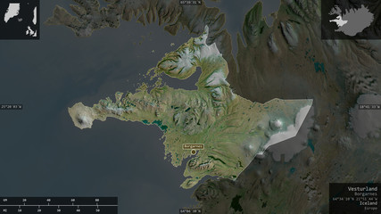 Vesturland, Iceland - composition. Satellite