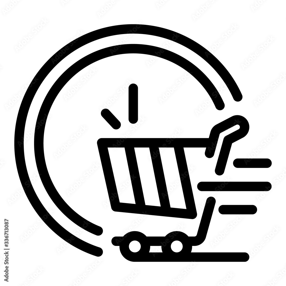 Poster fast shopping cart icon. outline fast shopping cart vector icon for web design isolated on white bac
