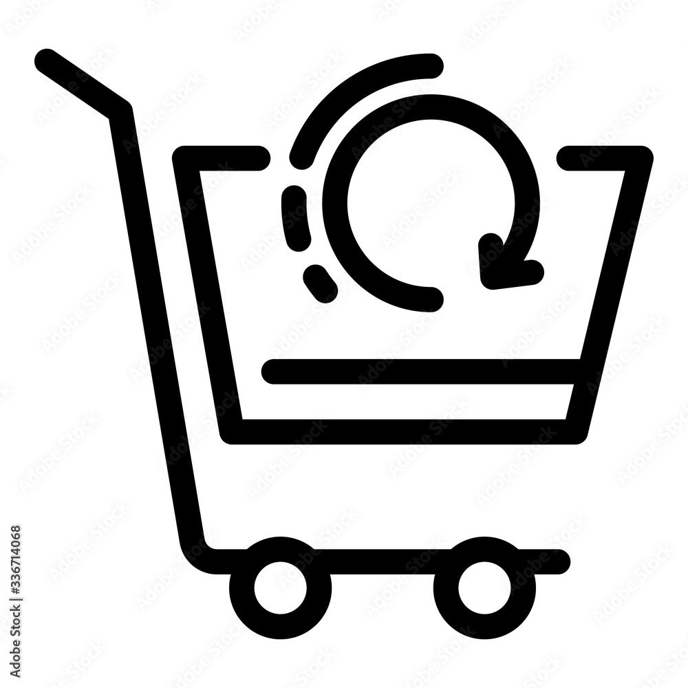 Poster Refresh shop cart icon. Outline refresh shop cart vector icon for web design isolated on white background
