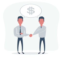 Two businessman handshaking. Business Deal. Business Collaboration. Business Partnership. Vector flat design illustration.