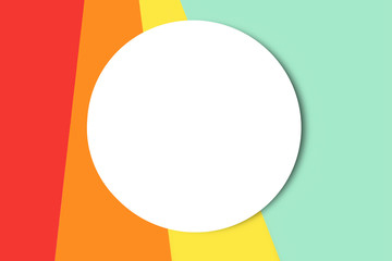 Geometrical multicolored background with isolated roound place for text or design.Creative layout.