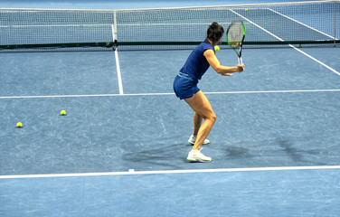 Obraz premium young girl during training before the St.Petersburg Ladies Trophy official match.