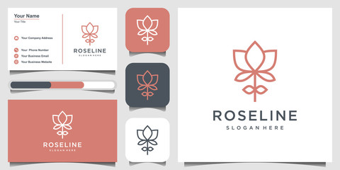 Fototapeta premium Minimalist elegant flower rose beauty, Cosmetics, yoga and spa logo design inspiration. logo design, icon and business card