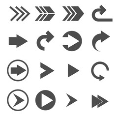 turn right arrow sign icons set vector