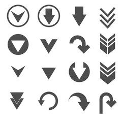 down arrow sign icons set vector