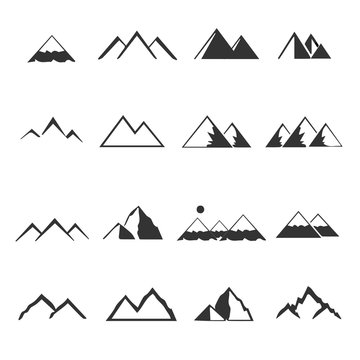 Mountain icons set vector image