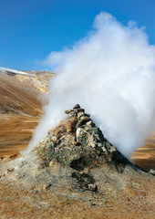 Iceland: Mars landscape, lava field with craters and fumeroles in Hvellir