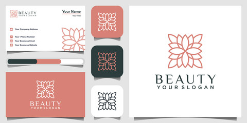 Naklejka premium Minimalist elegant floral ornament logo design inspiration with line art style. Cosmetics, Spa, Beauty salon Decoration Boutique vector logo. icon and business card