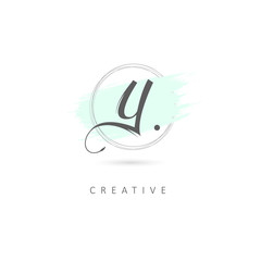 Simple Elegant Initial Letter Y Logo Sign Symbol Icon with Brush Stroke Element. Design Vector Illustration Template.