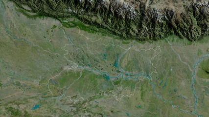 Bihar, India - outlined. Satellite