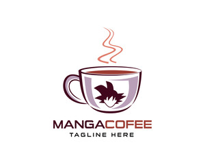 Manga Coffee logo design template fully vector