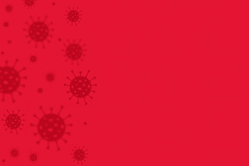 Illustration shape of a virus on red background, coronavirus, covid19, concept