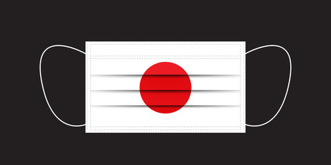 Japan flag printed on a mask.
