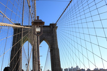 Brooklyn Bridge unterm blauen Himmel