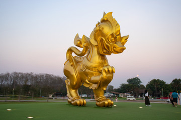 A beautiful view of Singha Statue in Chiang Rai, Thailand.