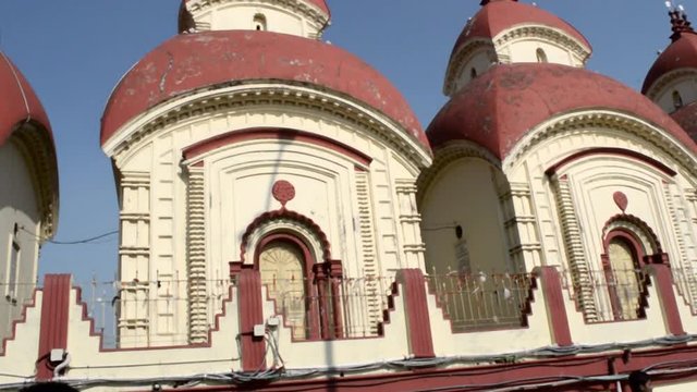 Dakshineswar Kali Mandir Temple Built in navaratna or nine spires style on high platform. Sunset time. Famous heritage historical architecture. Kolkata West Bengal India South Asia Pacific March 2020