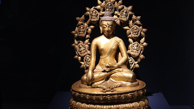 Mumbai, Maharastra/India- April 04 2020: Idol of Buddha made up of brass.