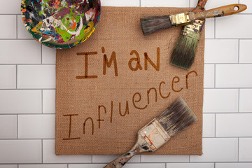 Social media industry leaders abstract message I'm an influencer sign build your brand  