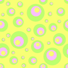 Pattern with circles in different sizes and colors. Fits very well for fabric or gift paper, as wallpaper or background for website, banner, brochure, postcard, business card, flyer and other.