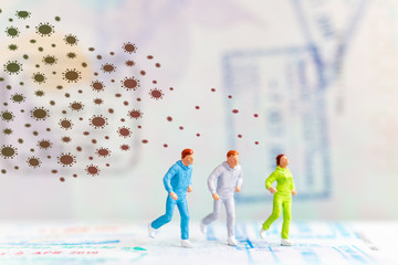 Miniature model  runs away from coronavirus 2019-ncov flu infection.