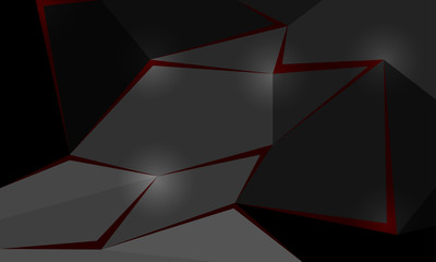 black polygon red light background vector illustration abstract