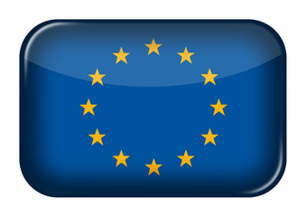 European Union flag web icon rectangle button with clipping path