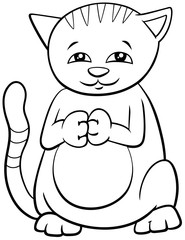 cat or kitten character coloring book page