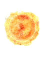 А Watercolor illustration of the sun. A heavenly body on a white background.