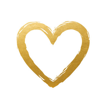 Golden Heart on white Background - Love Symbol