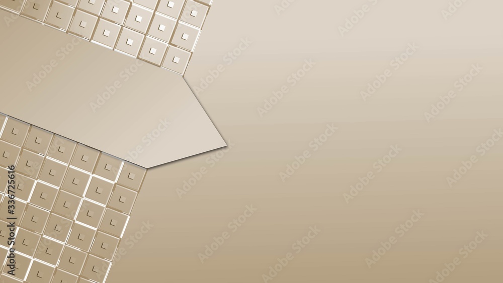 Poster abstract background - mosaic of square graphic elements and central arrow - blank space for your tex