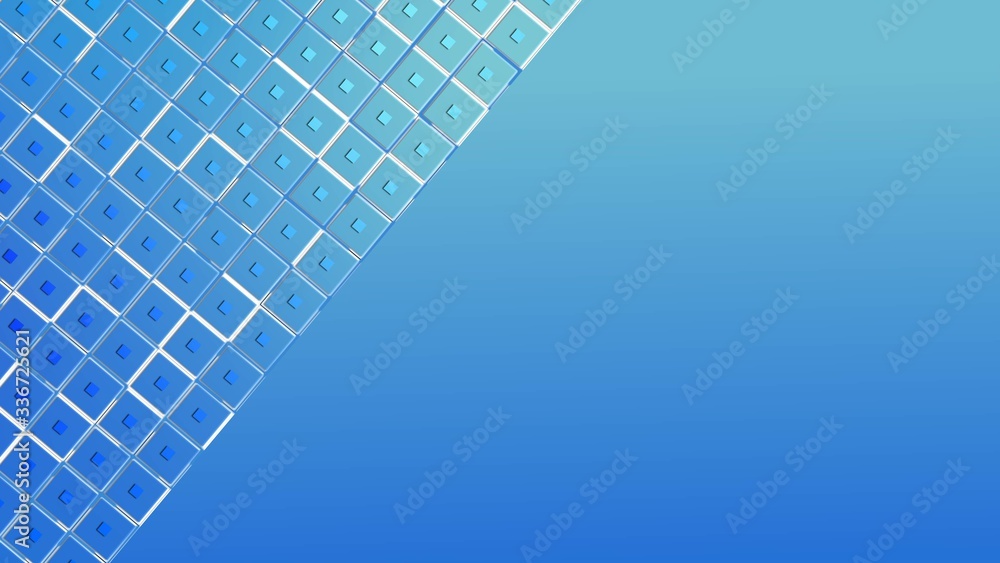 Poster abstract background - mosaic of square graphic elements in light blue color - blank space for your t