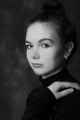 Fototapeta premium black and white portrait of a girl
