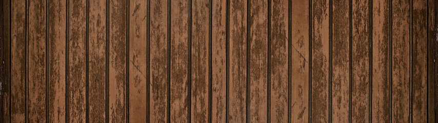 Old brown rustic dark wooden texture - wood background panorama long banner	
