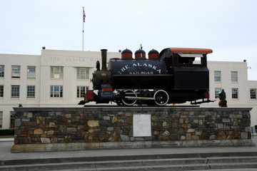Anchorage, Alaska / USA - August 08, 2019: An old locomotive in Anchorage, Anchorage, Alaska, USA