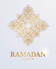 White and gold card Ramadan kareem.