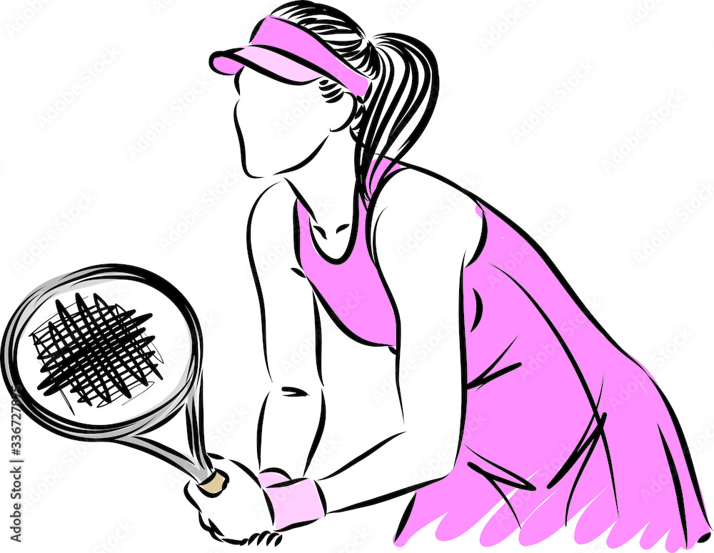 Wall mural woman tennis player vector illustration