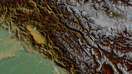 Jammu and Kashmir, India - outlined. Physical