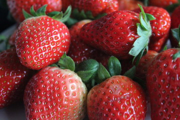 Red strawberry fruit green healthy nutrition delicious dessert