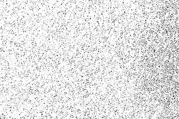 Grunge halftone texture of foam rubber. Monochrome background of chaotic spots, noise and grain. Overlay template. Vector illustration