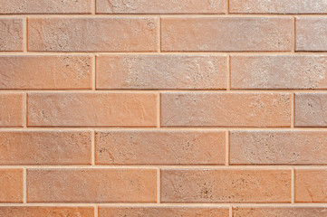Wall of brown plates with fuga texture bricks.