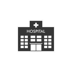 Hospital Icon Vector Illustration. Hospital Building Icon Symbol.