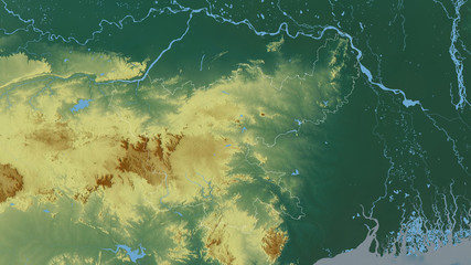 Jharkhand, India - outlined. Relief