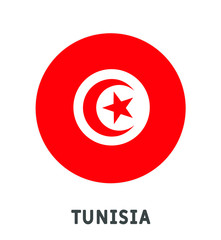 Fototapeta premium Round Tunisia flag vector icon isolated, Tunisia flag button